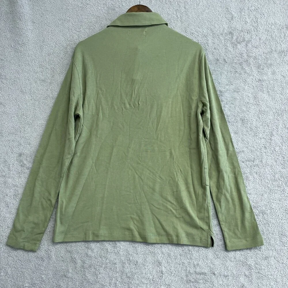 NEW Banana Republic Men's S Long Sleeve Luxe Touch Polo Shirt Green Cotton